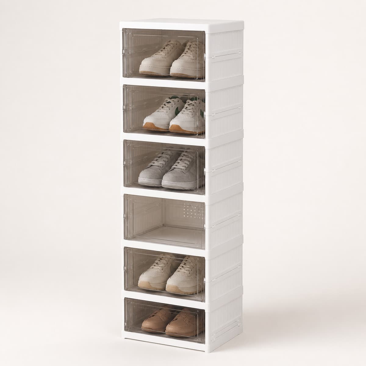 Zapatera plegable acrílica de 6 niveles