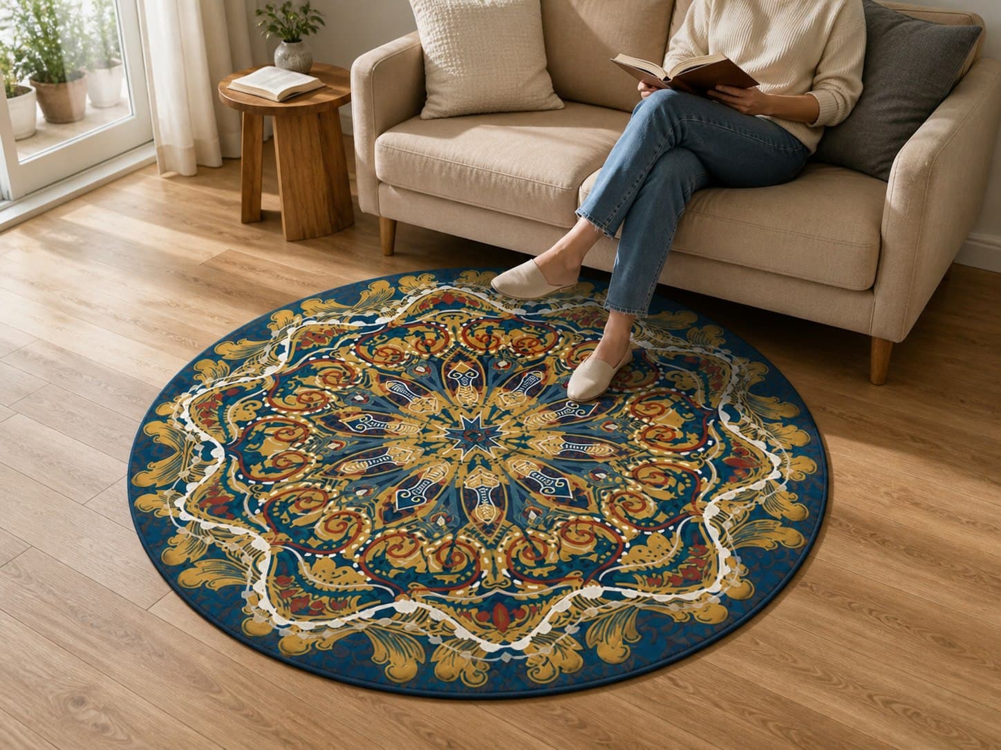 Alfombra redonda de 150 cm — diseños variados